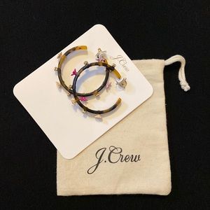J. Crew tortoiseshell embellished hoop earrings
